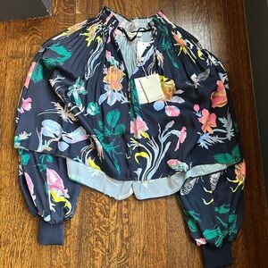 Tibi size 4 womens mock neck floral blouse